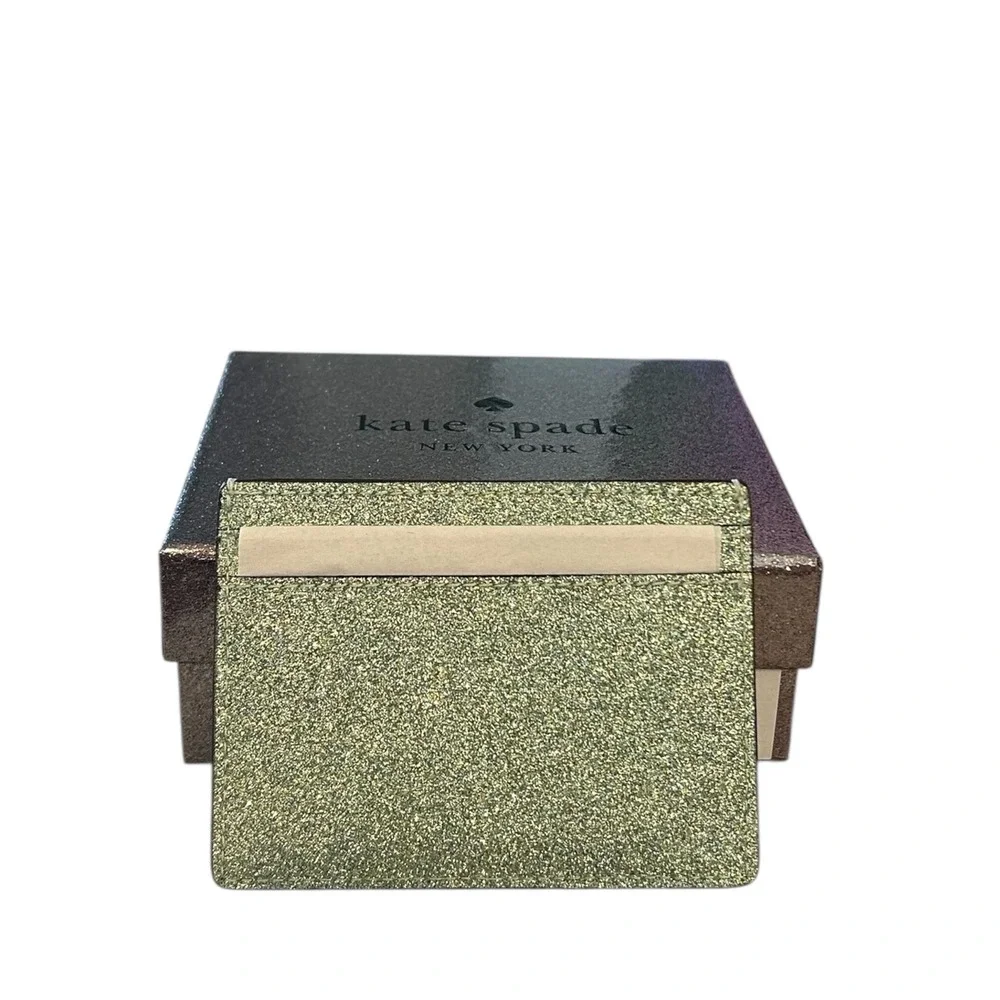 Kate Spade Kenzie‎ Glitter Mixed MaterialsBoxed Small Slim Card Holder NWT NIB